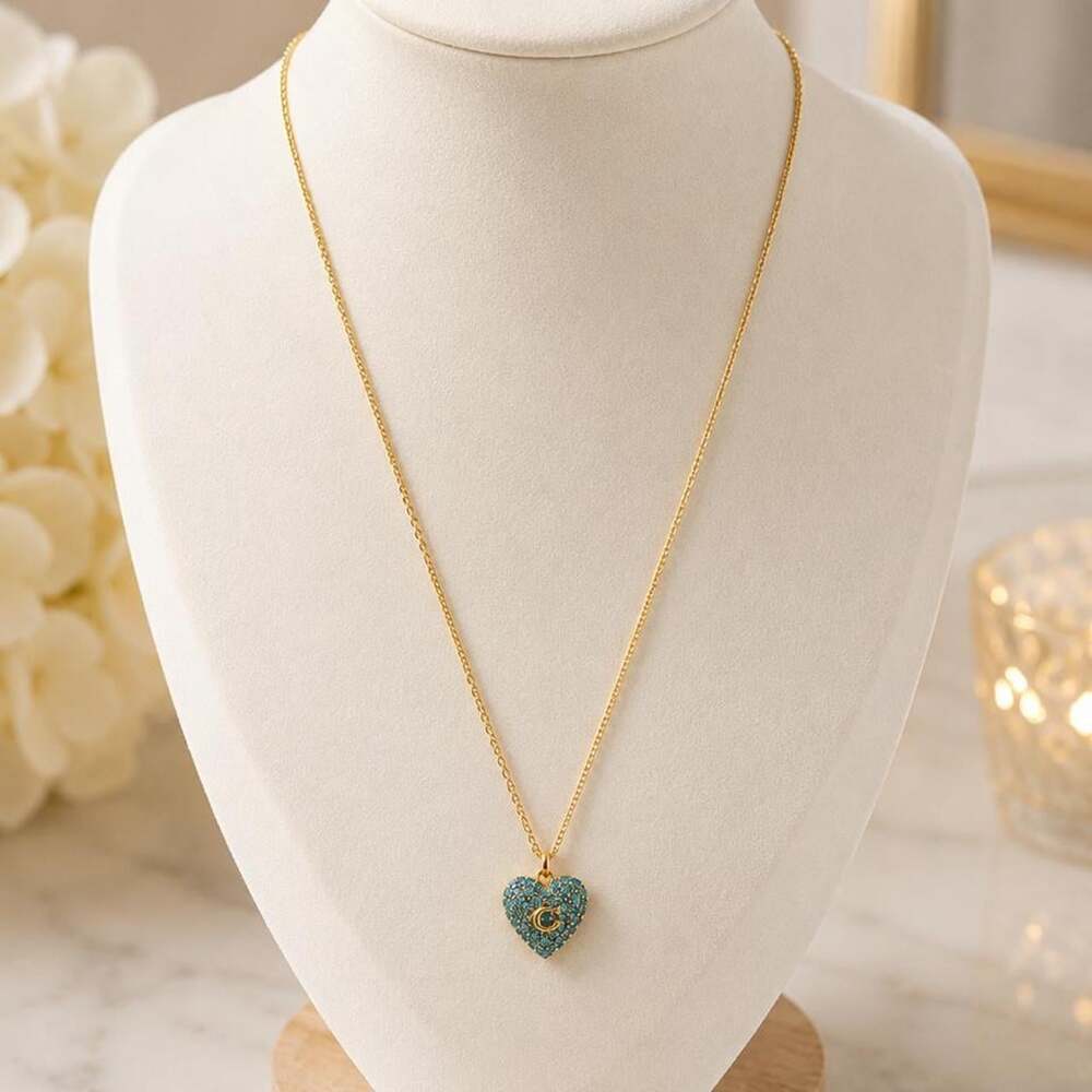Coach Gold Blue Heart